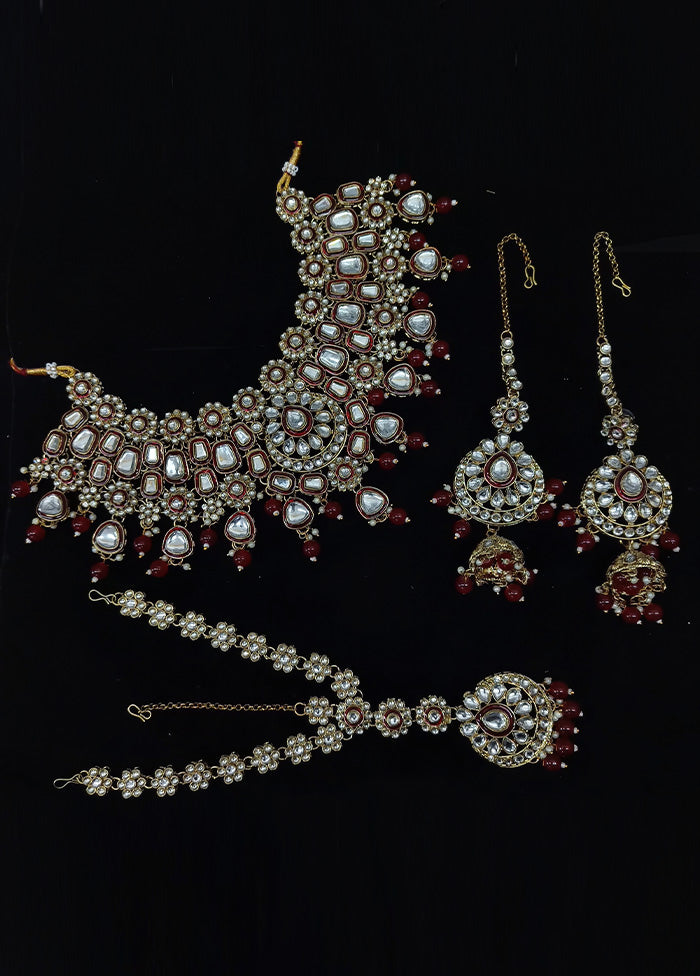 Maroon Alloy Jewellery Set