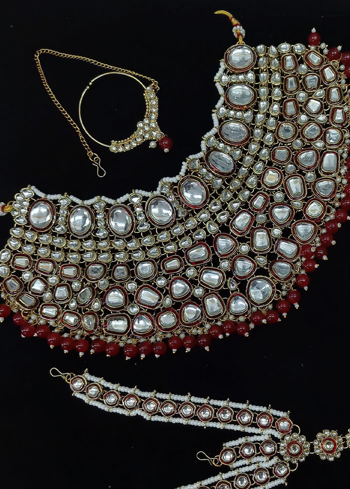 Maroon Alloy Jewellery Set