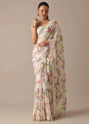 Multicolor Georgette Saree With Blouse Piece