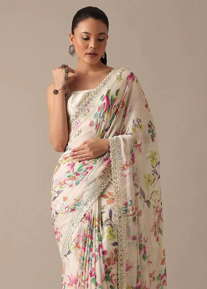 Multicolor Georgette Saree With Blouse Piece