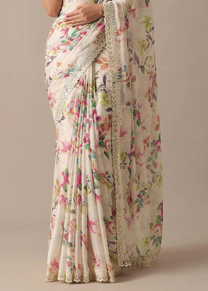 Multicolor Georgette Saree With Blouse Piece