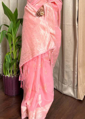 Pink Spun Silk Saree With Blouse Piece