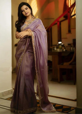 Lavender Spun Silk Saree With Blouse Piece