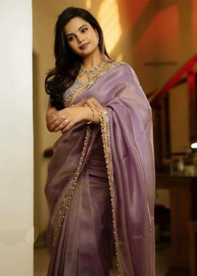 Lavender Spun Silk Saree With Blouse Piece