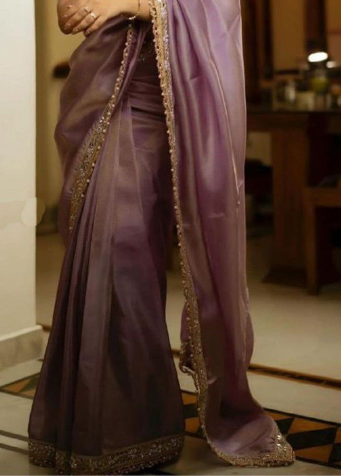 Lavender Spun Silk Saree With Blouse Piece