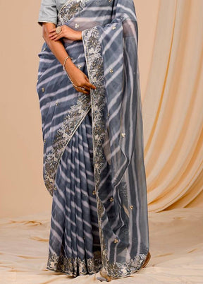 Grey Georgette Saree With Blouse Piece