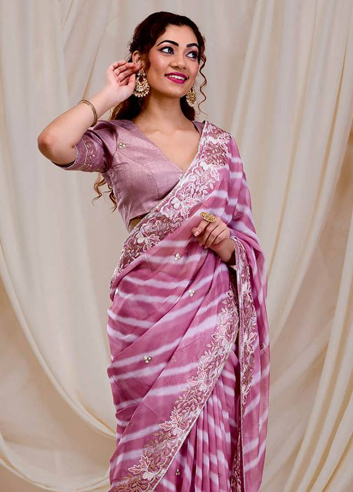 Purple Georgette Saree With Blouse Piece