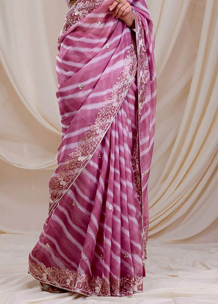 Purple Georgette Saree With Blouse Piece