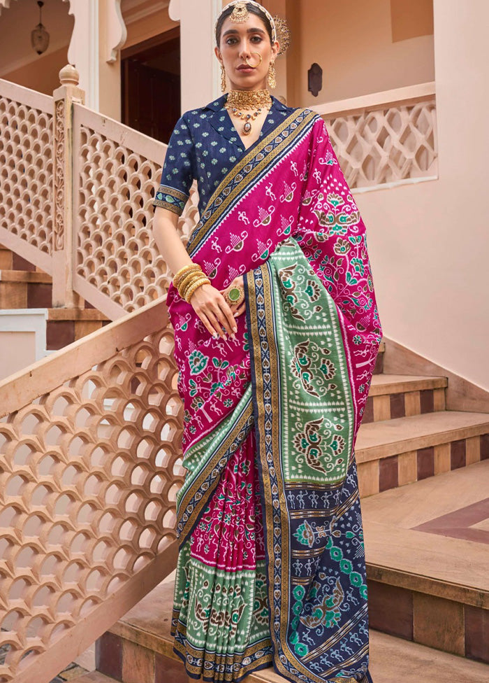 Rani Spun Silk Saree With Blouse Piece