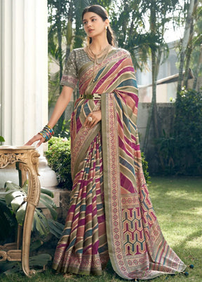 Multicolor Georgette Saree With Blouse Piece