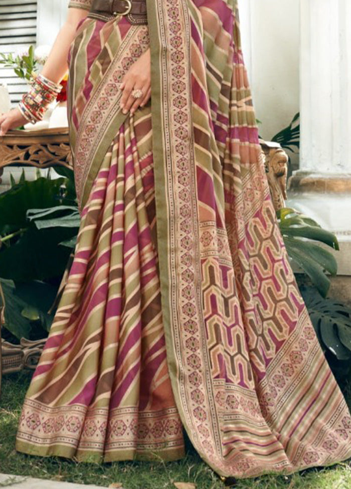 Multicolor Georgette Saree With Blouse Piece