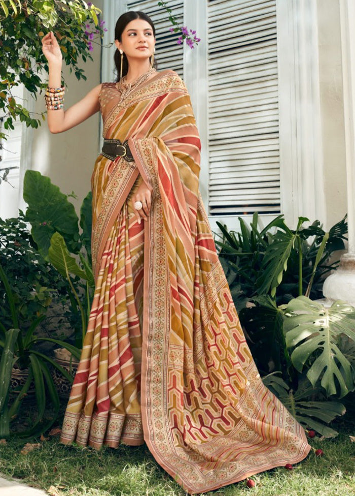 Multicolor Georgette Saree With Blouse Piece