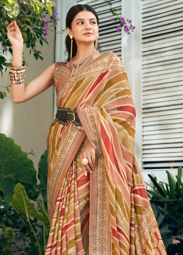 Multicolor Georgette Saree With Blouse Piece