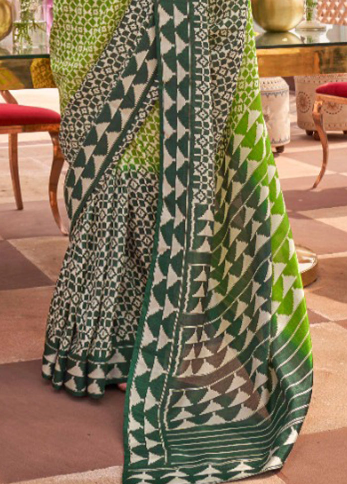 Multicolor Spun Silk Saree With Blouse Piece