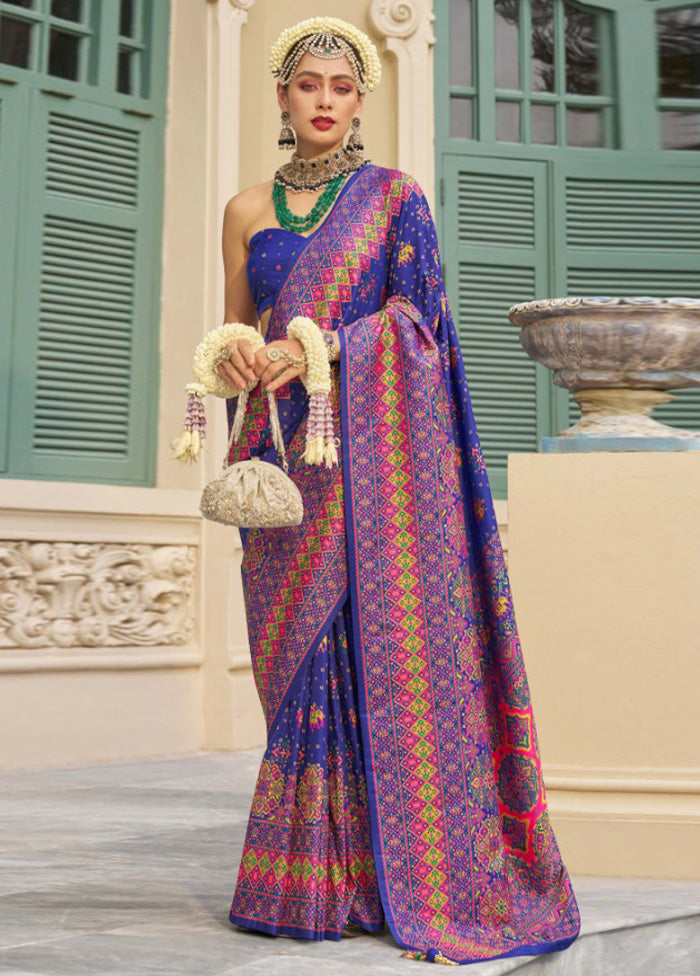 Purple Banarasi Silk Saree With Blouse Piece