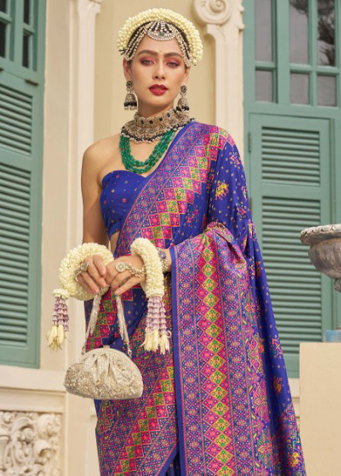 Purple Banarasi Silk Saree With Blouse Piece