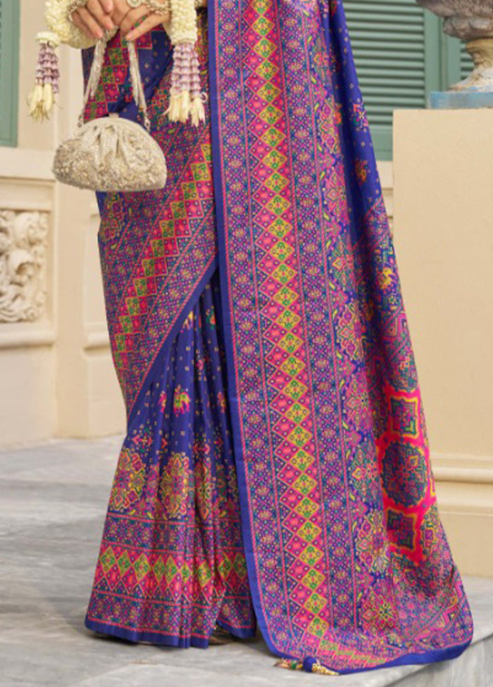 Purple Banarasi Silk Saree With Blouse Piece