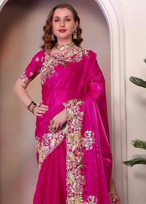 Rani Spun Silk Saree With Blouse Piece