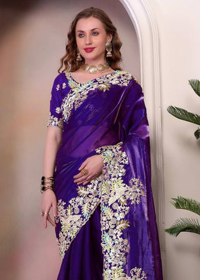 Royal Blue Spun Silk Saree With Blouse Piece