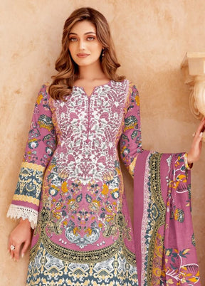 3 Pc Multicolor Unstitched Cotton Suit Set