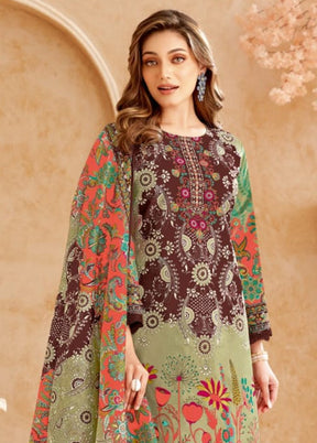 3 Pc Multicolor Unstitched Cotton Suit Set