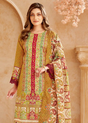 3 Pc Multicolor Unstitched Cotton Suit Set