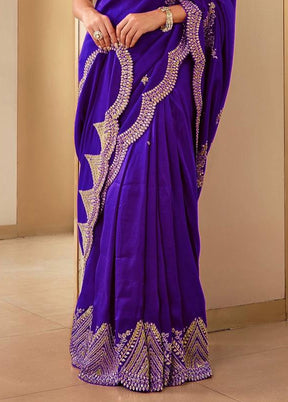 Purple Spun Silk Saree With Blouse Piece