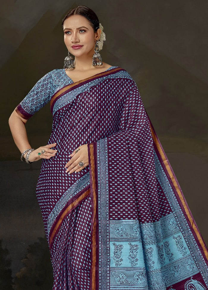 Multicolor Cotton Saree With Blouse Piece