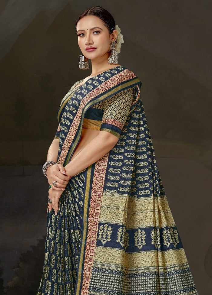 Multicolor Cotton Saree With Blouse Piece