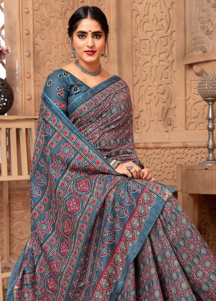 Multicolor Cotton Saree With Blouse Piece