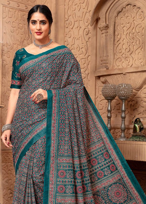 Multicolor Cotton Saree With Blouse Piece