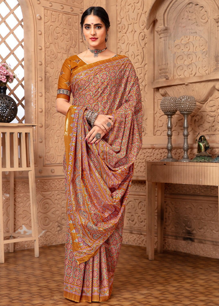 Multicolor Cotton Saree With Blouse Piece