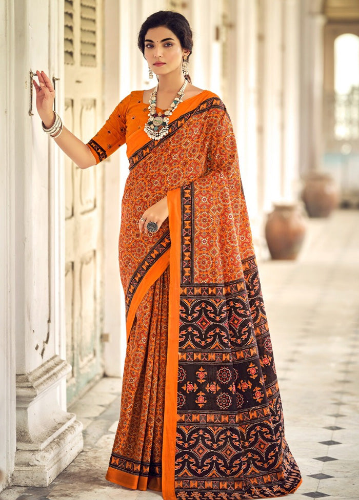 Multicolor Cotton Saree With Blouse Piece