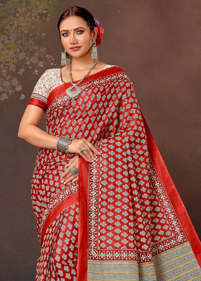 Multicolor Cotton Saree With Blouse Piece