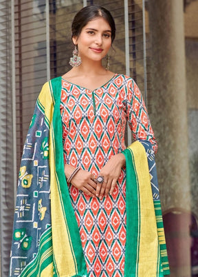 3 Pc Multicolor Pure Readymade Cotton Suit Set