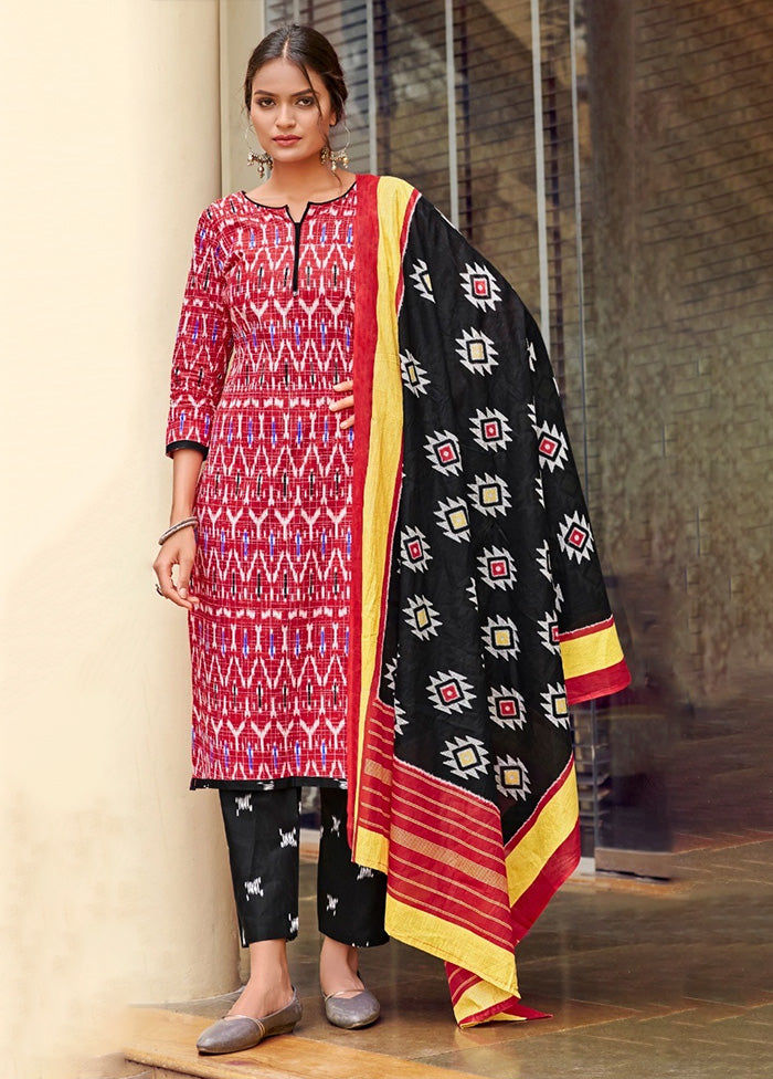 3 Pc Multicolor Pure Readymade Cotton Suit Set