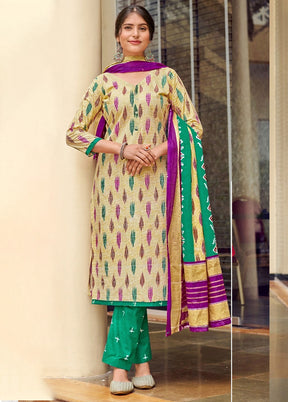 3 Pc Multicolor Pure Readymade Cotton Suit Set