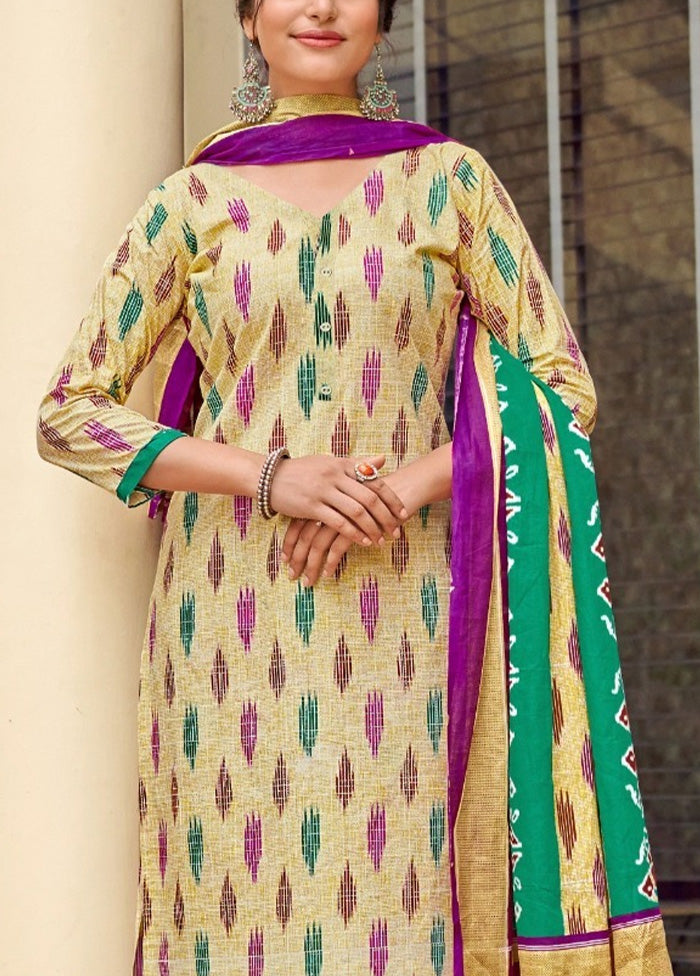 3 Pc Multicolor Pure Readymade Cotton Suit Set