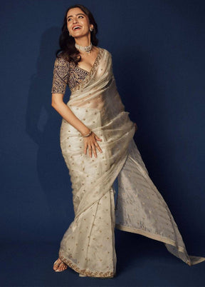 Off White Organza Saree With Blouse Piece