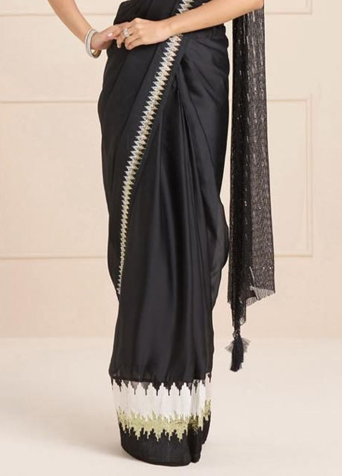 Black Georgette Saree With Blouse Piece