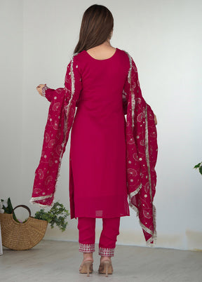 3 Pc Pink Pure Readymade Silk Suit Set