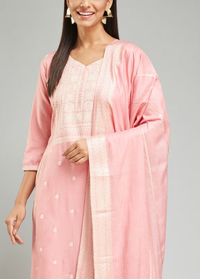 3 Pc Pink Readymade Viscose Suit Set