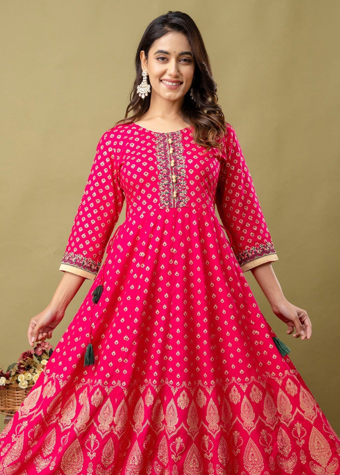 Pink Readymade Rayon Indian Dress