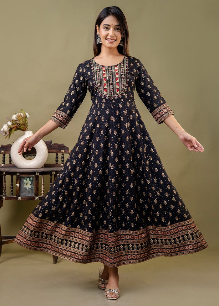 Black Readymade Rayon Indian Dress