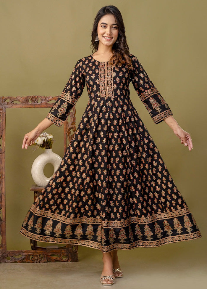 Black Readymade Rayon Indian Dress