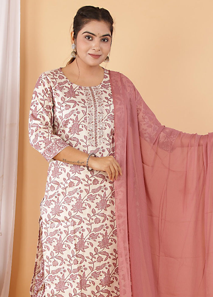 3 Pc Multicolor Readymade Silk Suit Set