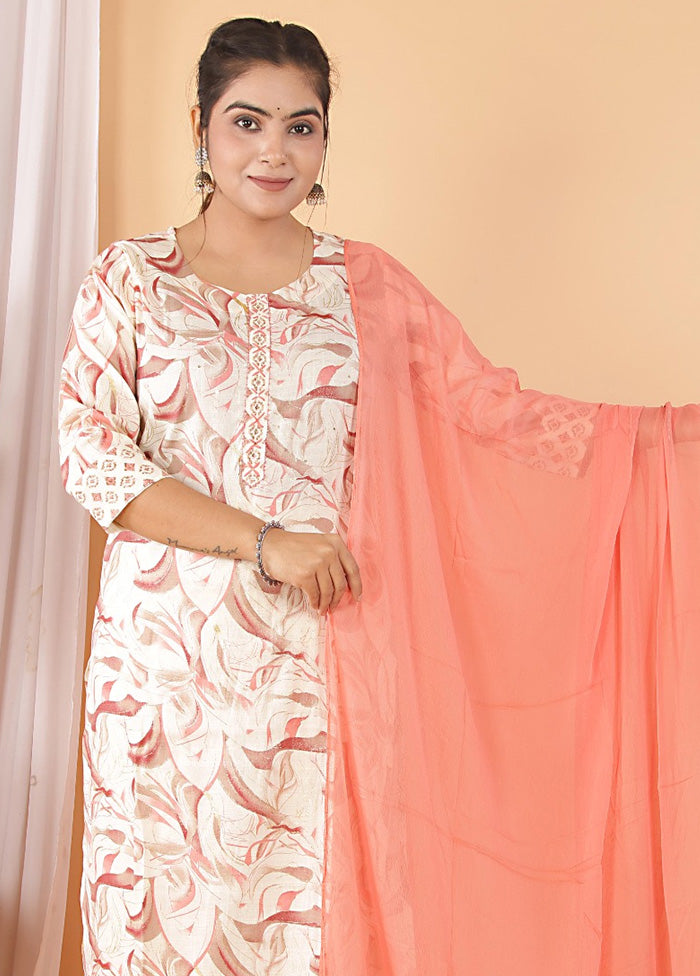 3 Pc Multicolor Readymade Silk Suit Set