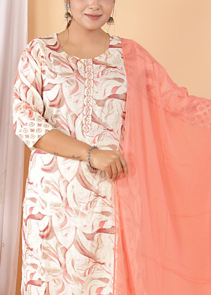 3 Pc Multicolor Readymade Silk Suit Set