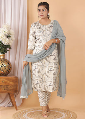 3 Pc Multicolor Readymade Silk Suit Set