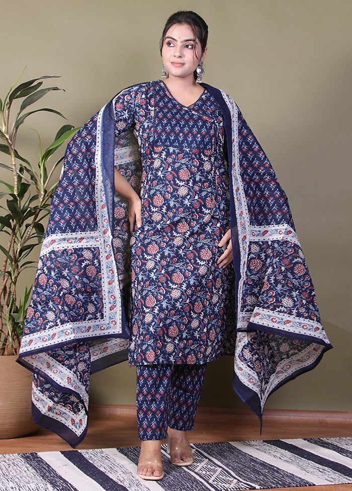 3 Pc Multicolor Pure Readymade Cotton Suit Set